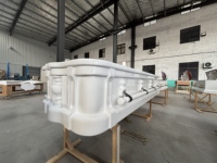 Ataúd Funerario Estilo Americano Ecológico de Primera Calidad en Caoba Tallado a Mano con Interior de Terciopelo Personalizable para Adultos