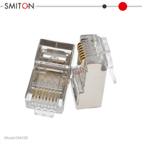 Konektor pass-bar Cat6A terlindung Rg45 Cat6a 8P8C konektor