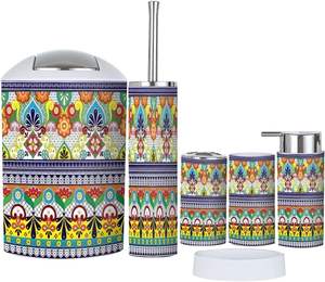 Juego de accesorios de baño Colección de patrones de cerámica de <span class=keywords><strong>Talavera</strong></span> mexicana de 6 piezas para decoración bohemia de encimera - Product Image 1