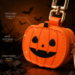 Monedero pequeño de PU con cremallera, diseño de calabaza de Halloween y telaraña, con llavero para mochila, adorno para bolso, regalos de decoración navideña - Product Image 1