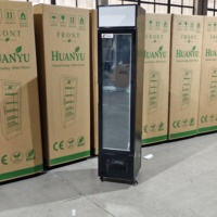Congélateur vertical mince pour crème glacée, vitrine réfrigérée commerciale pour supermarché avec LED et étagères réglables