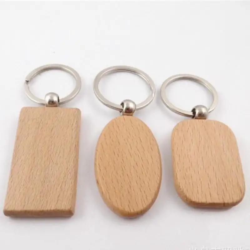 Ya393 Chất lượng cao khắc logo gỗ móc chìa khóa kim loại bằng gỗ Keychain cho quà tặng khuyến mãi