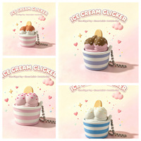 Porte-clés Fidget Clicker en forme de coupe de crème glacée imprimée en 3D, jouet à presser mignon en forme de dessert, pendentif anti-stress pour les doigts, vente en gros personnalisée
