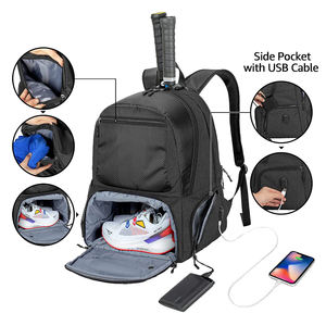 Squash Sports Gear Bag 2 Raquette Badminton Pickleball Tennis Bag Sac à dos avec port de charge USB - Product Image 3