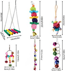 ของเล่นกรงนก 10 ชิ้น สำหรับนกแก้ว ทนทานและกัดเล่นได้ - ของเล่นแบบแขวน เช่น ชิงช้า ของเล่นกัดแทะ ของเล่นลูกปัดไม้ ของเล่นลูกบอล ของเล่นกระดิ่ง (มีสินค้าในสต็อก) - Product Image 4