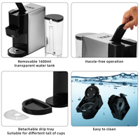 Cafetera Espresso 3 en 1, 19 Bares, 1450W, Compatible con Cápsulas Nespresso, Dolce Gusto y Café en Polvo, para Hogar y Oficina