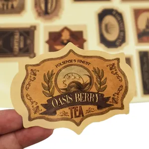 Custom Vintage Logo Kiss Cut Papel Nombre Hoja adhesiva Etiquetas Fábrica Moda Impresión para velas Artesanía Cajas de embalaje - Product Image 1