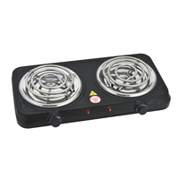 Plaque chauffante électrique double brûleur 2000W, cuisinière portable de comptoir, contrôle de température indépendant, cuisson à deux zones