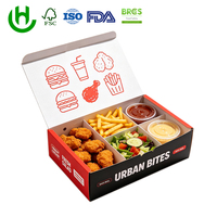 Boîte à poulet frit personnalisée Hongchang avec compartiments, en carton blanc, emballage à emporter pour la restauration rapide