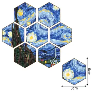 Individuelle Sternennacht hölzerne Vollbohrer 7-teilig Diamant-Sechseck-Bilderuntersetzer