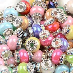 Nouvelle annonce grand trou strass acrylique entretoise perles breloques décoratives colorées pour la fabrication de bijoux bracelet à bricoler soi-même collier artisanat - Product Image 1