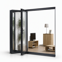 Porte pliante intérieure en plastique-acier, étanche, UPVC, double vitrage, anthracite, pour maison, appartement, balcon