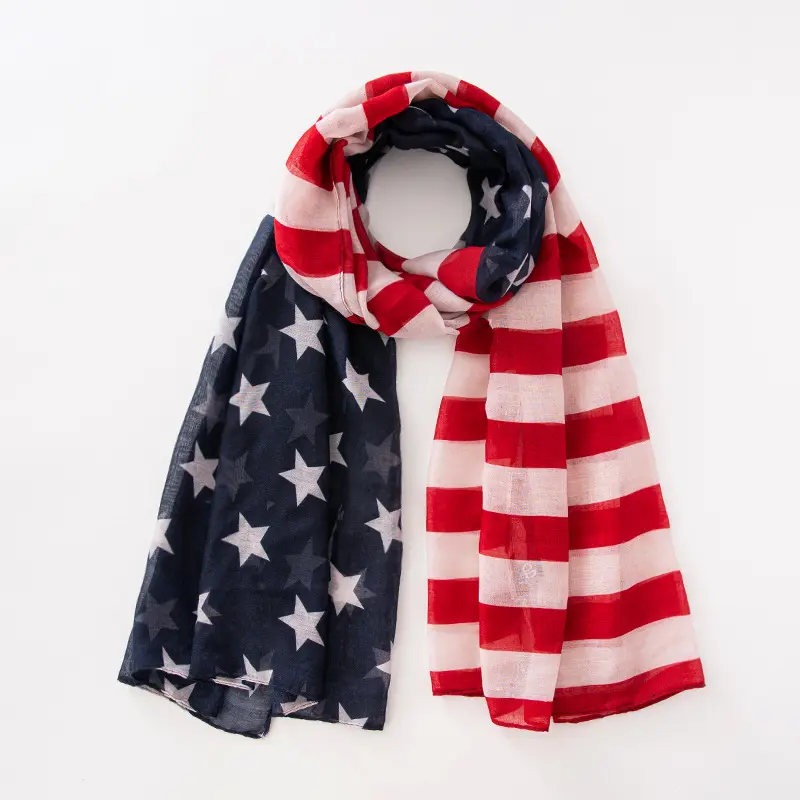 4th of jul american flag scarf Independence Day American Flag multi-style Balinese gauze light breathable extended scarf