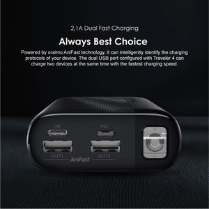 Batterie <span class=keywords><strong>Externe</strong></span> Oraimo 20000 mAh 2.1A Charge Rapide Sortie Type C Éclairage LED Grande Capacité Extérieure - Product Image 4