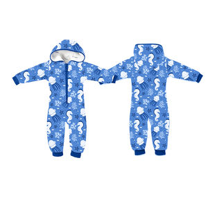 Fermeture à glissière avant imperméable après la natation Onesie Hoddied maillot de bain avec doublure en polaire pour garder les petits au chaud après les cours de natation - Product Image 1