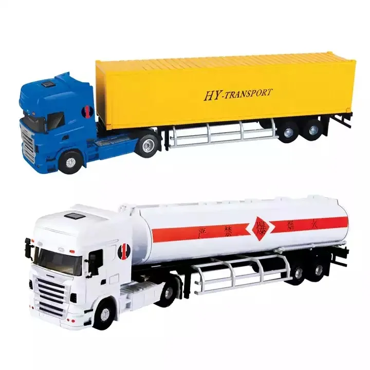 Alloy Engineering Diecast Cars Container Truck Tanker Collectible Metal Car Toys For Kids Free Wheel Container Diecast Truck