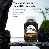 Gummies de Shilajit Pur de l'Himalaya OEM avec Ashwagandha et Acide Fulvique, Certifiées HACCP, Sans Gluten, Sans Sucre Ajouté, 60 Pièces