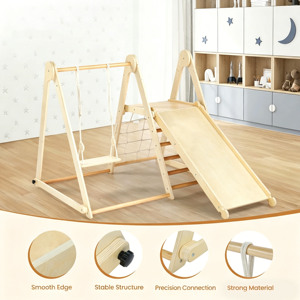 High Quality Kids Sports Fitness Rack Versatile Swing <b>Slide</b> Combination Frame Funny House Wooden Climbing Frame - Product Image 3