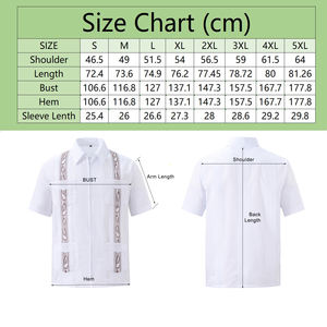 Camisas Guayaberas Bordadas de <span class=keywords><strong>Manga</strong></span> <span class=keywords><strong>Corta</strong></span> para Hombre, Diseño Cubano en Varios Colores - Product Image 6