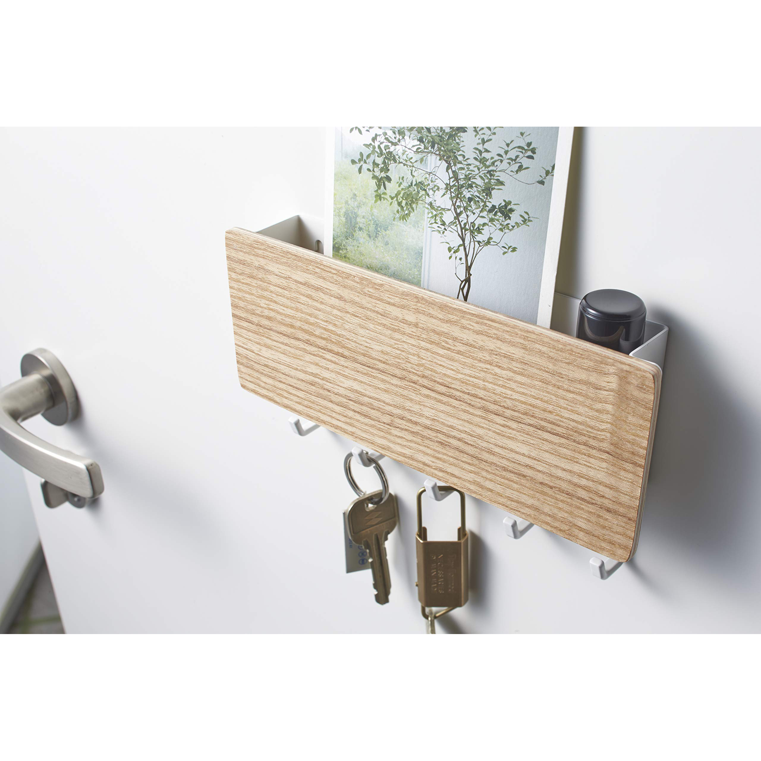 home 5 Hook wooden wood decorative Magnetic magnet Wall Mount Mail keychain Key Rack Holder hanger Hook tray Organizer for wall