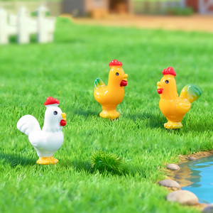 Mini Ornamenti in Resina a Forma di Gallo, Statuette di Animali da Fattoria in Miniatura, Polli per Giardino, Paesaggio con Muschio, Decorazioni Pasquali per la Casa, Artigianato Fai-da-Te - Product Image 3