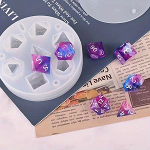7 cavités tranchantes dés polyédriques moules en Silicone pour résine époxy coulée bricolage Standard dés Table <span class=keywords><strong>jeu</strong></span> <span class=keywords><strong>de</strong></span> société amoureux cadeau - Product Image 2