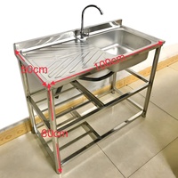 Évier de Lavage Commercial Autoportant en Acier Inoxydable Fabriqué en Chine, Équipement de Cuisine pour Restaurant et Extérieur, Bac de Nettoyage