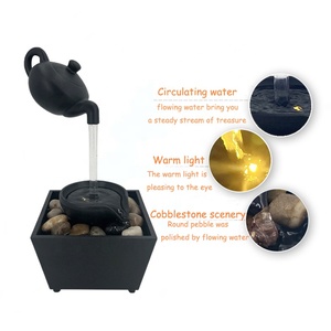 2026 Creatieve Geluksfontein met Stromend Water, Decoratieve Drijvende Theepot, Mini Tafelmodel Waterfontein voor Kantoor, Huis en Woonkamer - Product Image 5