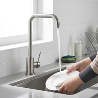 Robinet de cuisine monocommande en acier inoxydable à col de cygne, sans plomb, mitigeur d'évier de cuisine