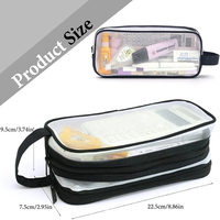 Pochette de maquillage transparente en maille double couche avec fermeture éclair pour pinceaux et crayons – Vente en gros