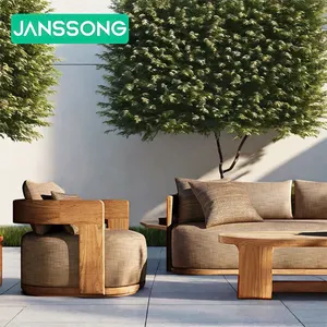 Meubles d'extérieur en bois modernes ensembles de canapés de jardin ensembles de mobilier d'extérieur pour hôtel canapé de patio en teck imperméable ensemble de canapés de jardin de luxe