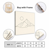Toile murale décorative : Dessin minimaliste montagne soleil une ligne, 12, 16, 20, 24 pouces, impression personnalisée encadrée