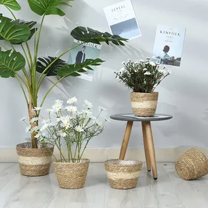 Paille Tissage Fleur <span class=keywords><strong>Plante</strong></span> <span class=keywords><strong>Pot</strong></span> Panier Herbe Planteur Panier Intérieur <span class=keywords><strong>Extérieur</strong></span> <span class=keywords><strong>Pot</strong></span> De Fleur Couverture <span class=keywords><strong>Plante</strong></span> Conteneurs pour Plantes Plantables - Product Image 6