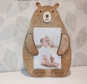 Trong nhà phim hoạt hình bằng gỗ dễ thương gấu hình động vật hình ảnh khung - Product Image 3