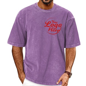 Camisetas extragrandes vintage personalizadas a granel para hombre, Manga corta básica de estilo callejero de algodón lavado - Product Image 1