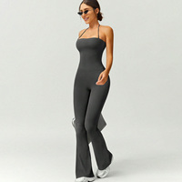 Lanyu Nouvelle Arrivée Nude Respirant Compression Fitness Gym Danse Flare Pantalon Une Pièce Yoga Combinaison Dos Nu T-line Bretelles