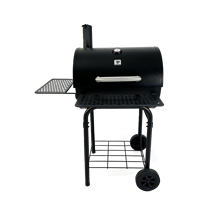 Barbecue au charbon de bois NL Premium avec revêtement en poudre de fer, table latérale et roues, pour usage extérieur en jardin et fêtes, personnalisable