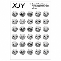 XJY personnalisé UV Preuve Étanche 3D Logo Métallique Marque Impression Logo Découpé transférable Autocollant avec logo