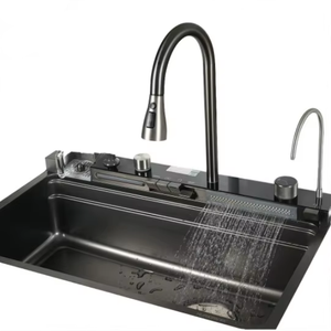 Nouveauté 2025 : Éviers de <span class=keywords><strong>cuisine</strong></span> intelligents faits main <span class=keywords><strong>en</strong></span> céramique, à cuve unique soudée, avec robinet quatre trous, modernes pour usage domestique - Product Image 1