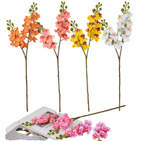 Bunga Anggrek Mini Plastik Lembut Buatan Tangan Sentuhan Alami Phalaenopsis untuk Thanksgiving 2 Tangkai 12 Bunga
