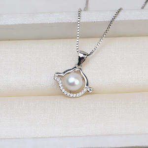 Colgante de Plata S925 con Signo Zodiacal de Cerdo para Mujer, Accesorio Simple para DIY con Perla 8-9, Cadena para Clavícula, Dijes de Piedra, Compatible con 1468 - Product Image 2