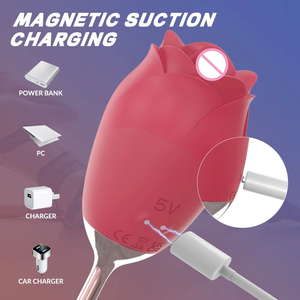 Vibratore a Rosa in <span class=keywords><strong>Silicone</strong></span> con Stimolatore Clitorideo a Lingua, Giocattolo Sexy per Donne, Vibratore a Rosa per Adulti - Product Image 4