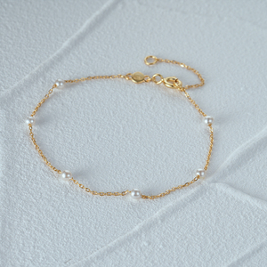 Bijoux minimalistes, bracelet en or plaqué 18 carats avec perle, bracelet en argent sterling 925 pour femmes, bijoux fins, bracelet imitation perle blanche - Product Image 5