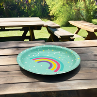 Assiettes à vaisselle en papier kraft jetables compostables écologiques 6 9 10 12 pouces imprimées sur mesure pour les fêtes de restaurant
