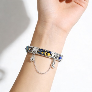 Bracelet modulaire italien à breloques, chaîne élastique à crochet unique, en acier inoxydable 304 plaqué platine, tendance - Product Image 3
