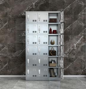 Armoire de rangement moderne en acier inoxydable à 18 portes avec serrure à clé, casier à vêtements avec étagères, assemblage requis - Product Image 1
