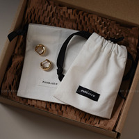PandaSew Logo personnalisé toile de coton cordon sac cadeau boucle d'oreille bague pochette à bijoux sac à poussière avec étiquette sacs en coton