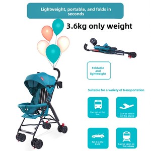 <span class=keywords><strong>Poussette</strong></span> bébé légère <span class=keywords><strong>en</strong></span> métal pliable, type parapluie, avec position assise/allongée, idéale pour les voyages d'été, dossier réglable <span class=keywords><strong>en</strong></span> trois positions - Product Image 3