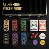 Ensemble de 300 jetons de poker OEM ODM, 14g, en argile composite, avec étui et dénominations |   2 à 8 joueurs avec des valeurs numérotées 1/5/25/100/500, 2 jeux de cartes