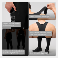 Pantalon de cyclisme long thermique pour homme en nylon respirant et éco-responsable avec coussinet double flèche, idéal automne-hiver